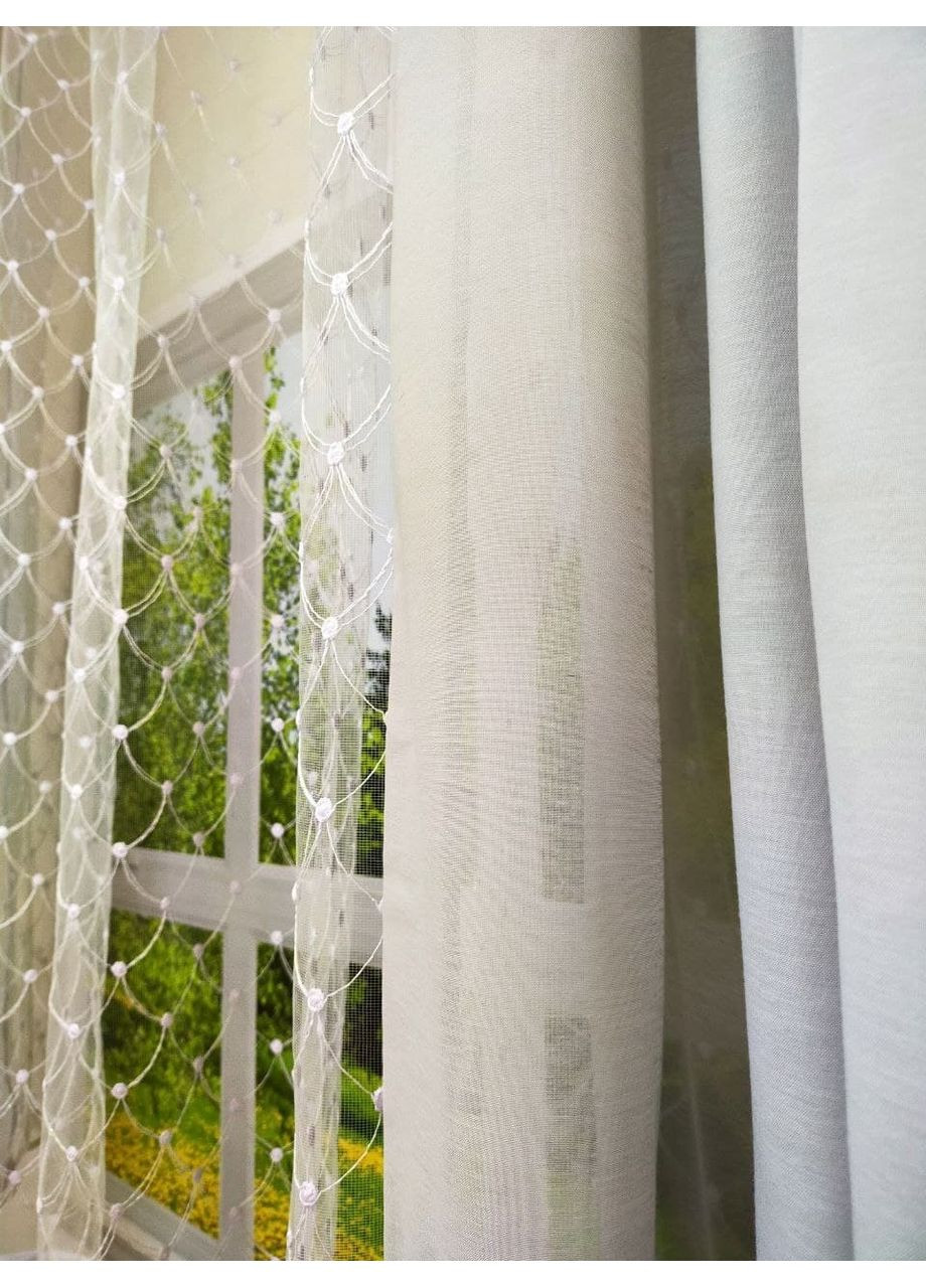 Тюль Кухня сіра зі шторками 400х170 No Brand (353828973)