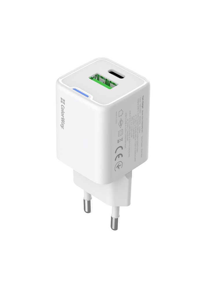 Мережевий зарядний пристрій GaN Mini 35W PD Port PPS USB (Type-C PD + USB QC4.0) White (CW-CHS055PD-WT) Colorway (336959597)