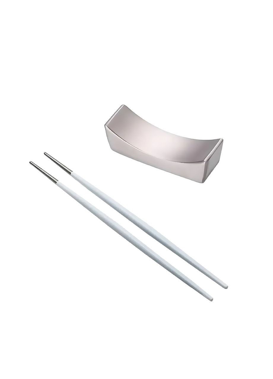 Набор серебряной подставки и палочек для суши серебро с белой ручкой для дома ресторанов, кафе. REMY-DECOR (293152714)
