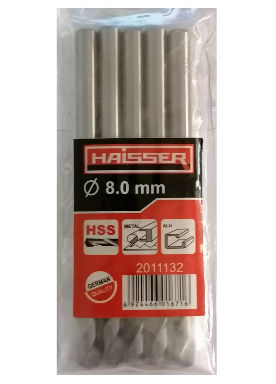 Сверло по металлу 8.0х75х117 мм цилиндрический хвостовик (DIN 338), (HS101019/2011132) 15849 Haisser (292565695)