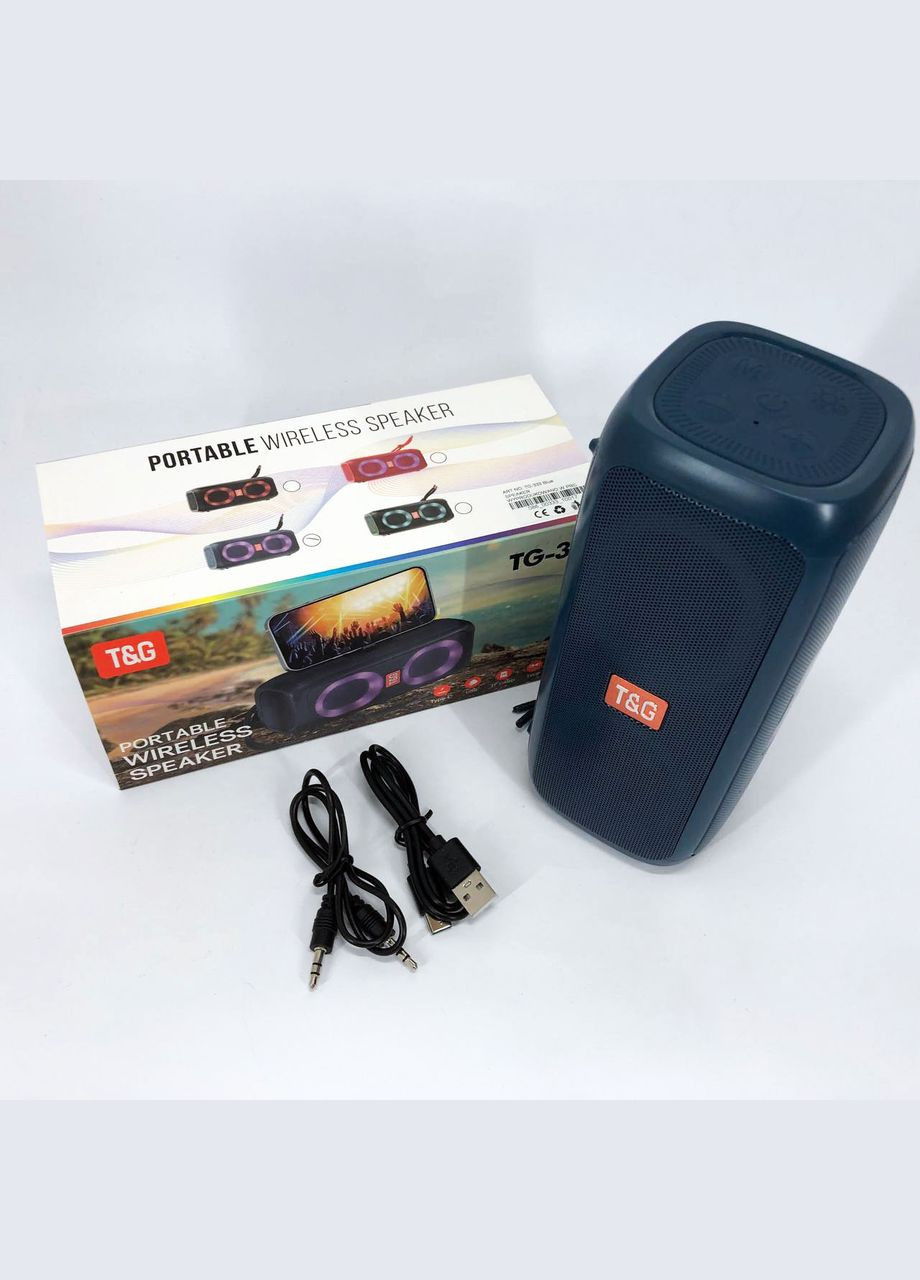 Портативная колонка TG333 2x5W с RGB-подсветкой, громкая блютуз-колонка. Цвет: синий T&G (359429529)