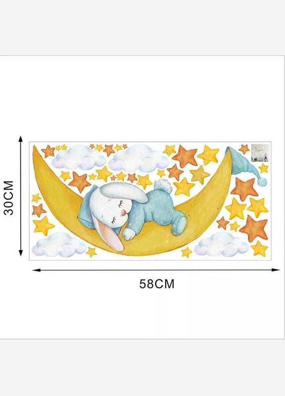 Вінілові наклейки на стіну Зайка спить на місяці (лист 30 х 60 см) Б394-27 No Brand (302242803)