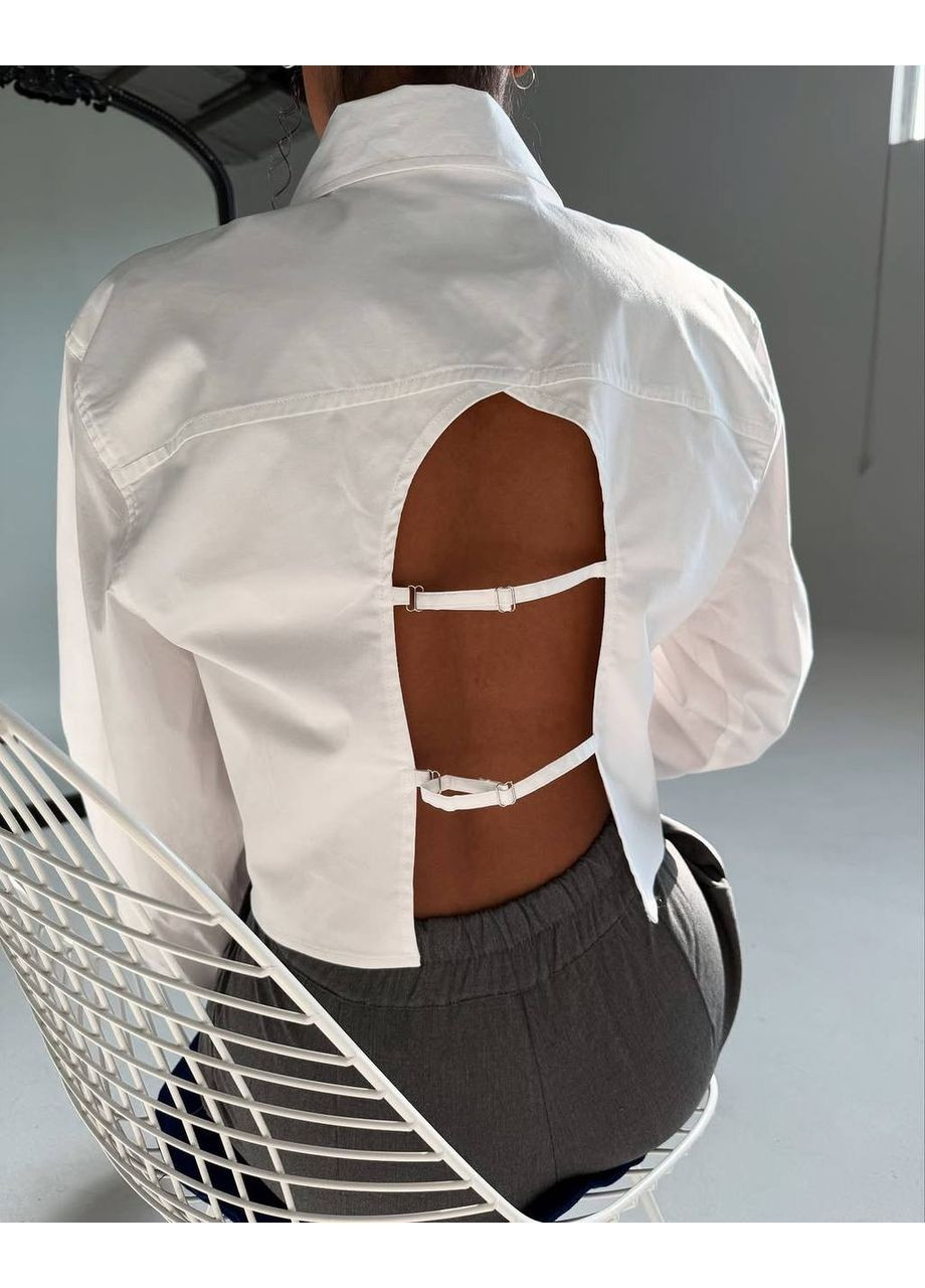 Белая повседневный, классическая, кэжуал рубашка однотонная No Brand