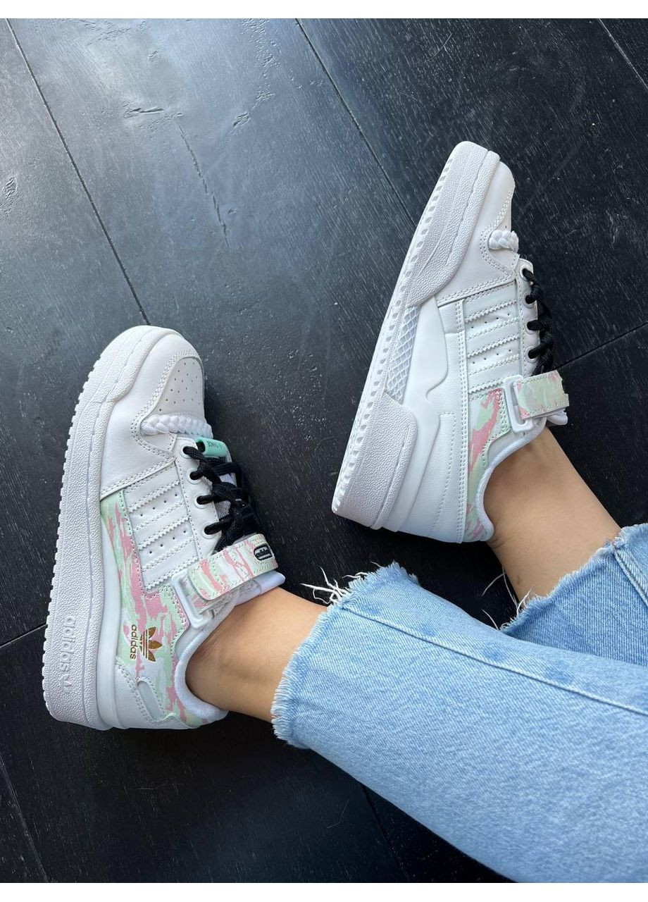 КРОССОВКИ ЖЕНСКИЕ ADIDAS FORUM LOW CLOUD WHITE PREMIUM АДИДАС ФОРУМ No Brand белые демисезоны (368887803)