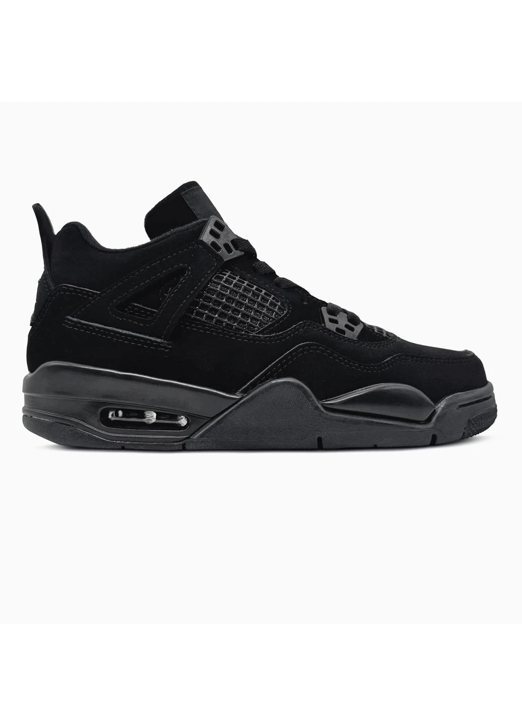 Чорні кросівки чоловічі nike air jordan 4 black cat найк аір джордан чорні демісезон No Brand