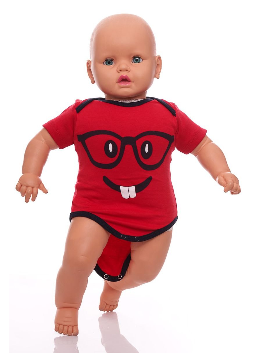 Красный летний боди+шорты в очках 56 см (30553) BABYKROHA