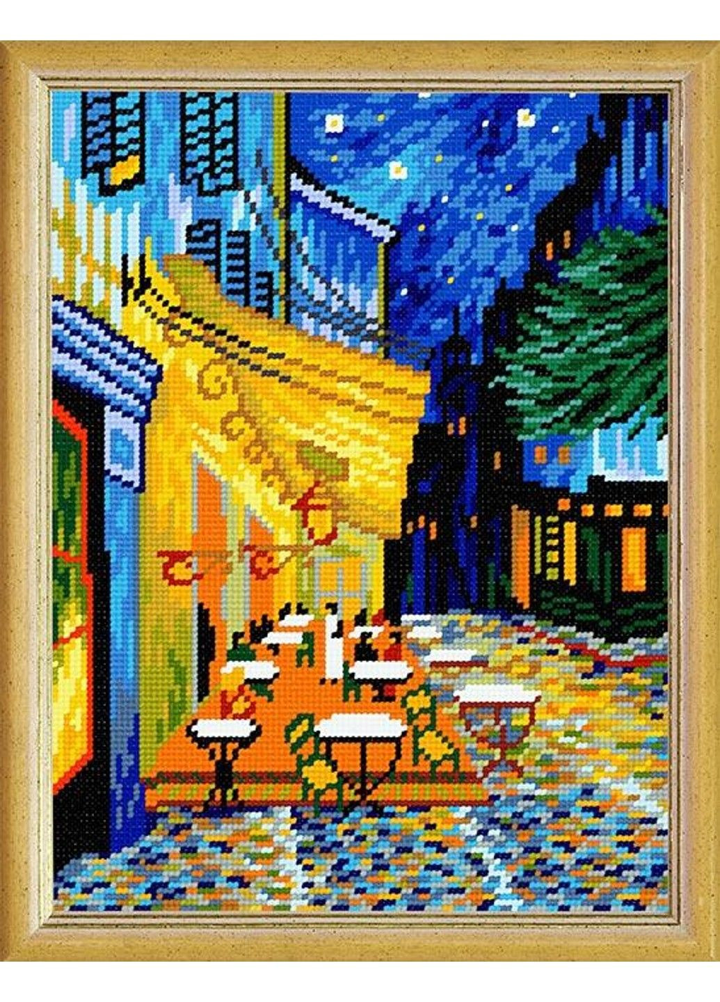 Набір для вишивки хрестиком «Нічна тераса кафе» В. Ван Гог. Страмін Zweigart Madeira нитками муліне 24х32 см No Brand (333166255)