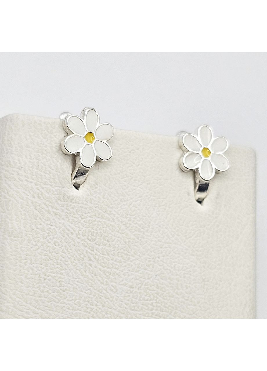 Серьги серебряные с ювелирной белой эмалью 1,6 г No Brand (369737604)