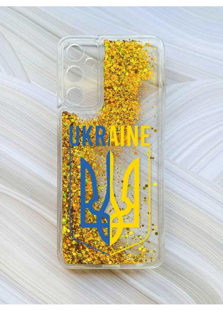 Чохол з плаваючими блискітками на Samsung Galaxy A34 5G (A346) Золотий:: Тризуб (патріотичний принт 254) CASE CONTROL (360666845)