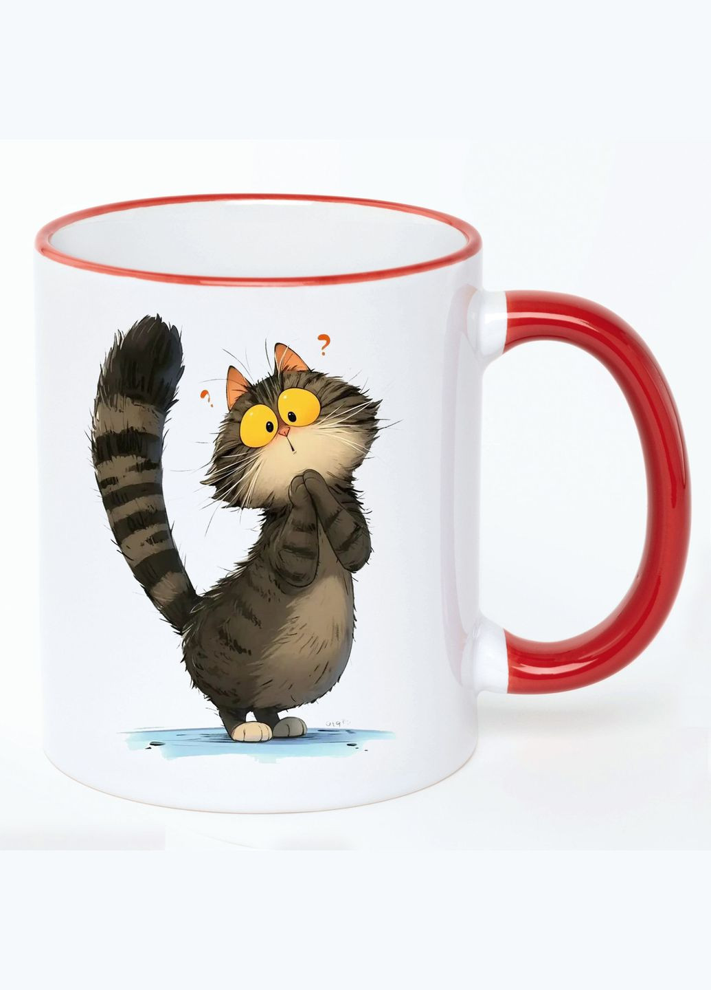 Чашка Cats (кухоль, кухоль) #034 Біла з Червоною ручкою 330 мл No Brand (322713130)