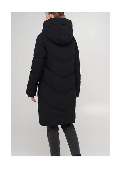 Черное демисезонное Женский пуховик-пальто 3982 Towmy