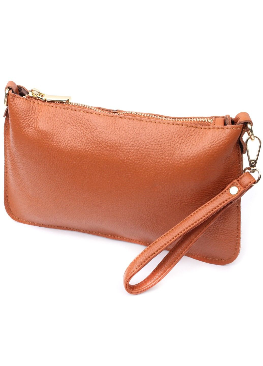 Універсальна жіноча сумка-клатч з двома ременями з натуральної шкіри 22645 Руда Vintage (297993090)