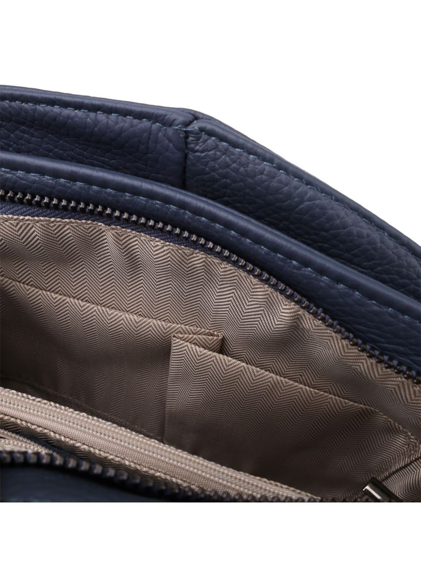 Стильна сумка через плече з натуральної шкіри з безліччю кишень синя Vintage (352167734)