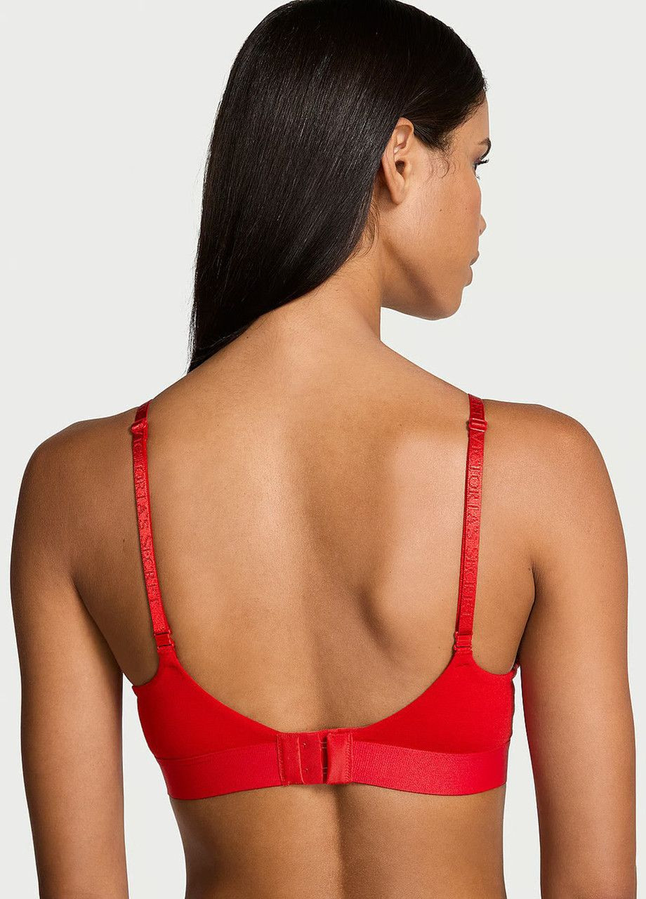 Червоний демісезонний комплект білизни (ліф+трусики шортики) logo shine patch Victoria's Secret