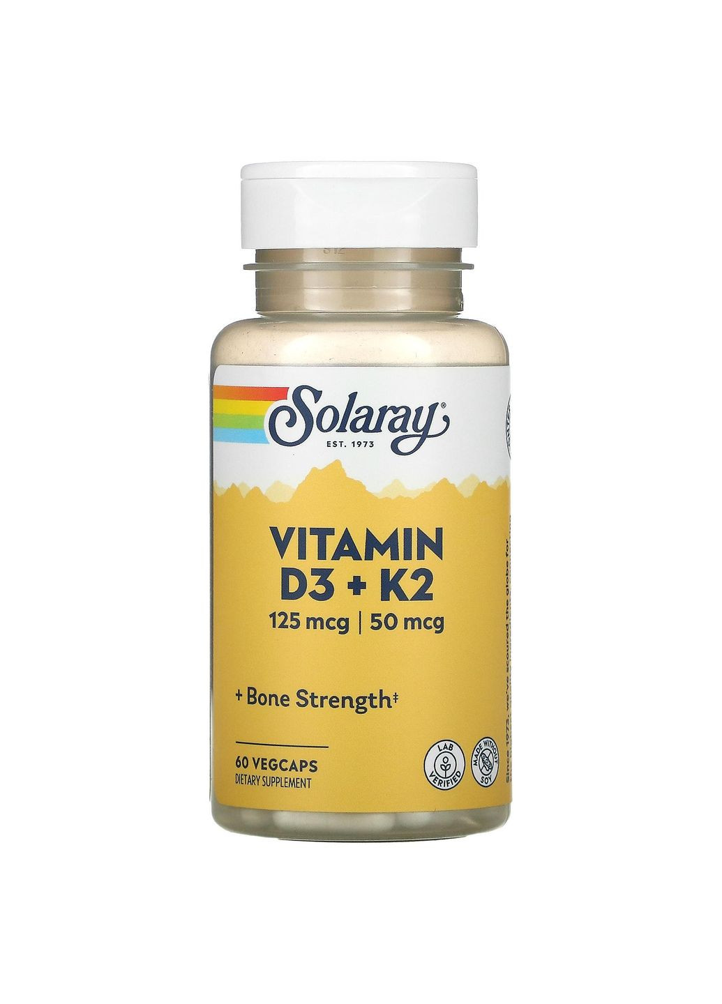 Витамин Д3 и К2, Vitamin D-3 & K-2, без сои, 60 капсул 0126 Solaray (364195162)