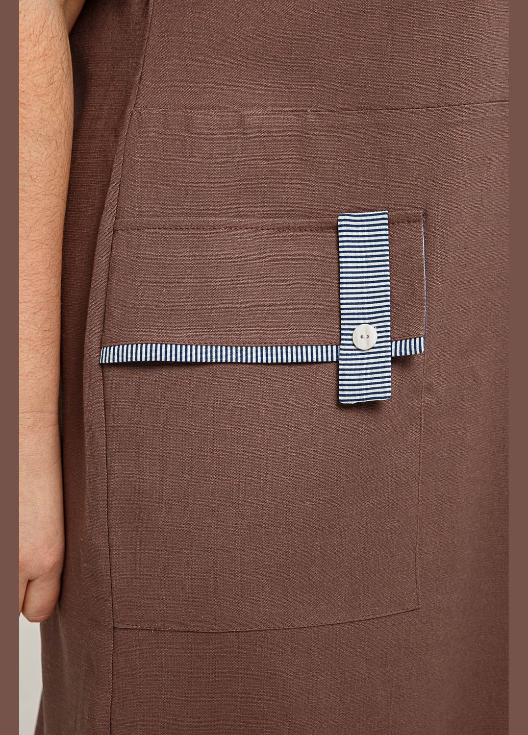 Світло-коричнева повсякденний жіноча літня лляна сукня емма з накладною кишенею all posa (ap101407p) A'll Posa