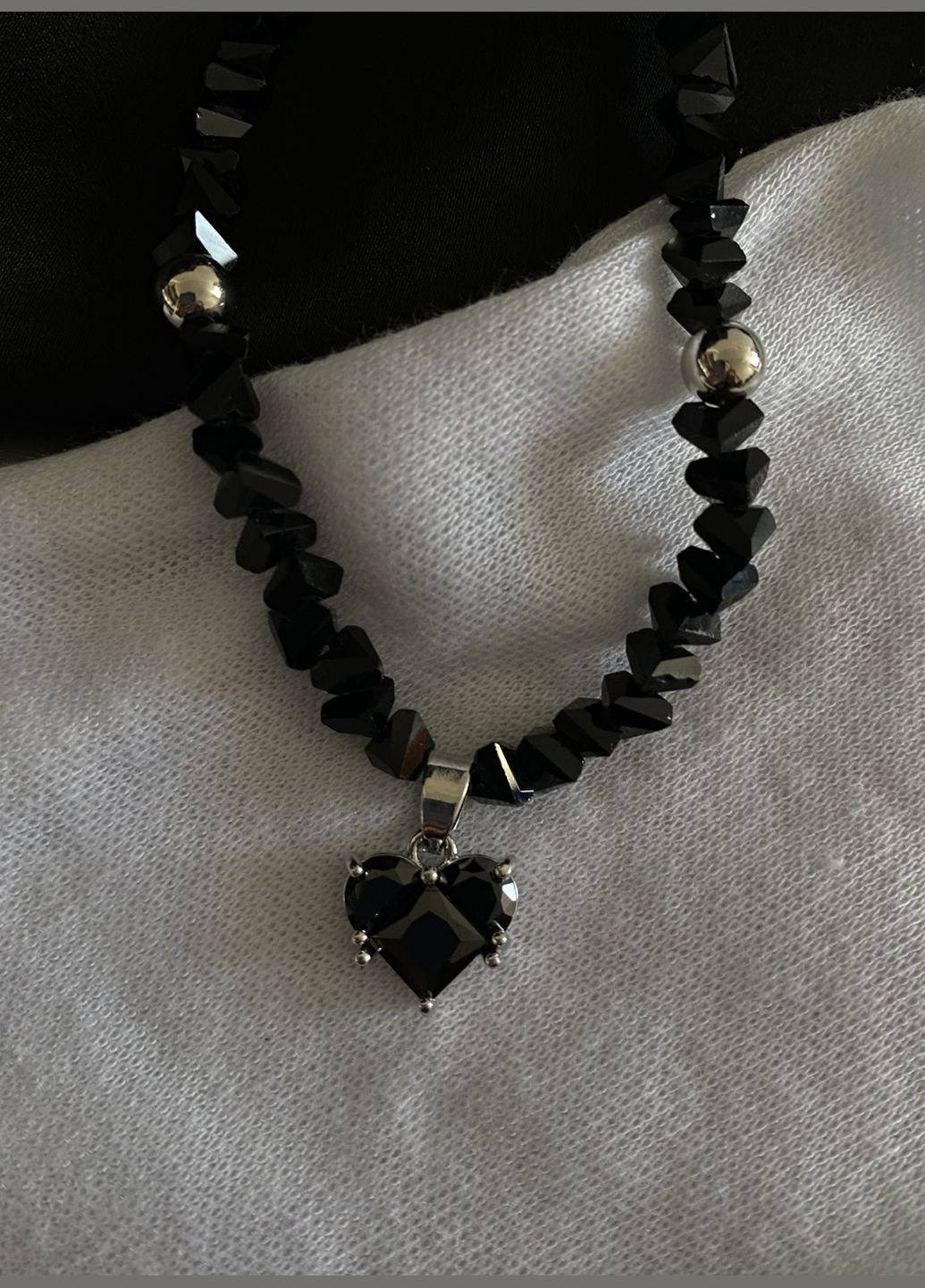 Ожерелье с сердцем черного цвета 31906 No Brand (348555646)