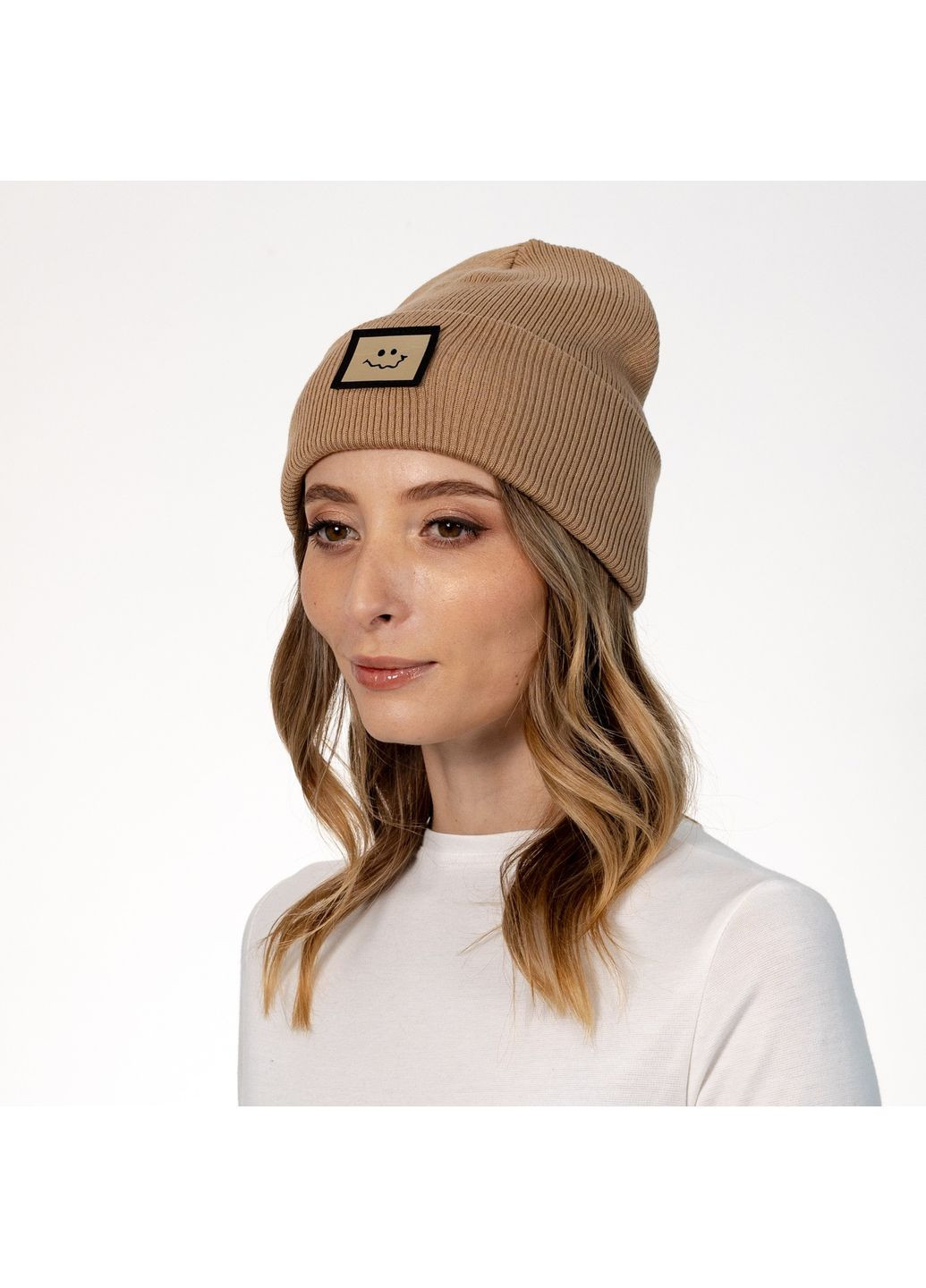 Шапка біні жіноча бавовна бежева ТЕОНА LuckyLOOK 573-512 (322791100)