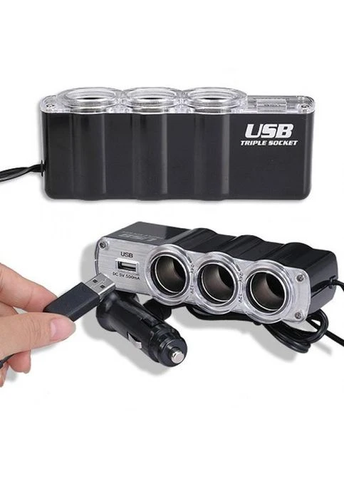 Разветвитель тройник в прикуриватель RIAS WF-0120 USB (2_000669) No Brand (395876957)