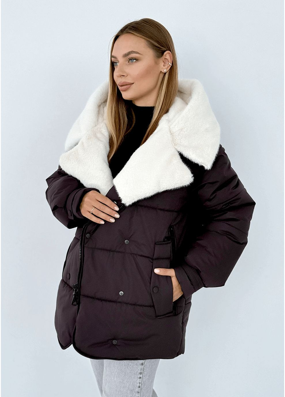 Темно-коричнева зимня зимняя куртка дора (01209-choko-brown144) MioRichi