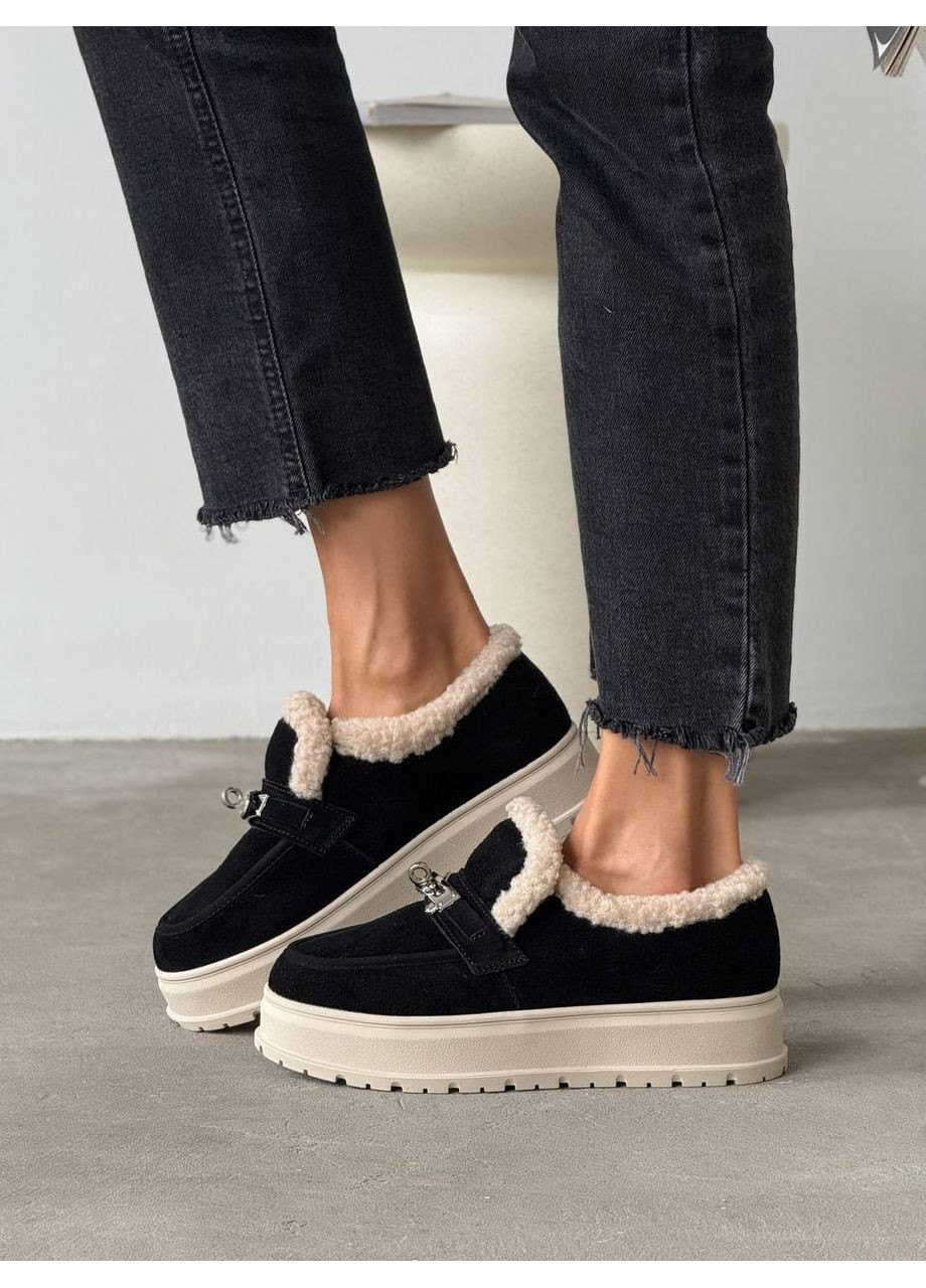 Зимние стильные женские ботинки No Brand из натуральной замши