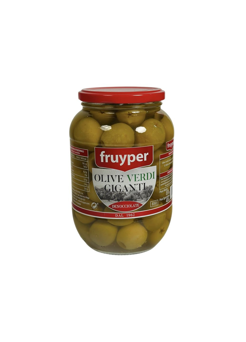 Оливки зеленые Fruyper гигантские без косточек e Olive Giganti Denocciolate, 830 г Verdi (369144733)