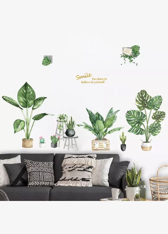 Виниловые наклейки на стену Большие вазоны (2 листа 45 х 60см) Б67 No Brand (304292121)