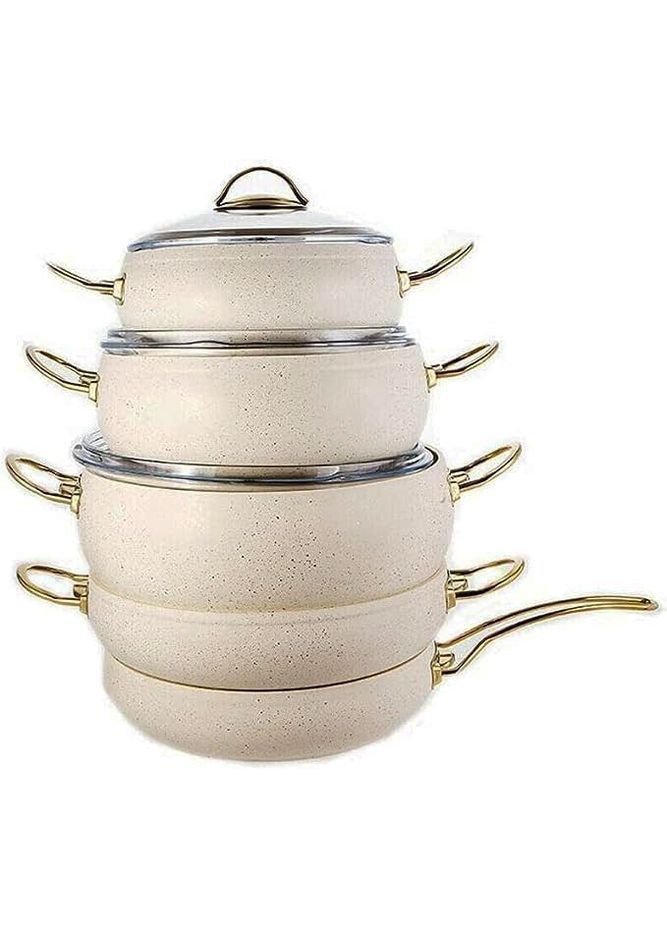 Набір посуду каструль преміум класу O.M.S. Collection 3024 9 предметів для індукційної плити Слонова кістка No Brand (317173189)
