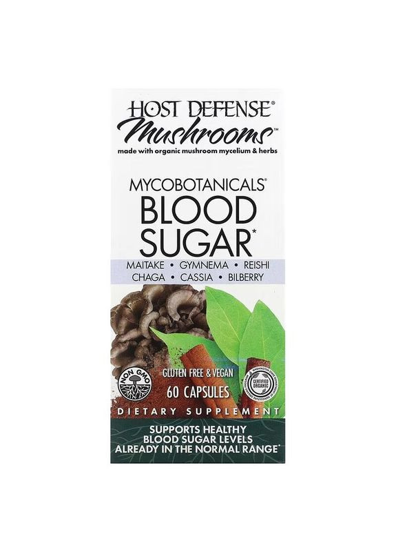 Натуральная добавка MycoBotanicals Blood Sugar, 60 капсул Host Defense (334708157)