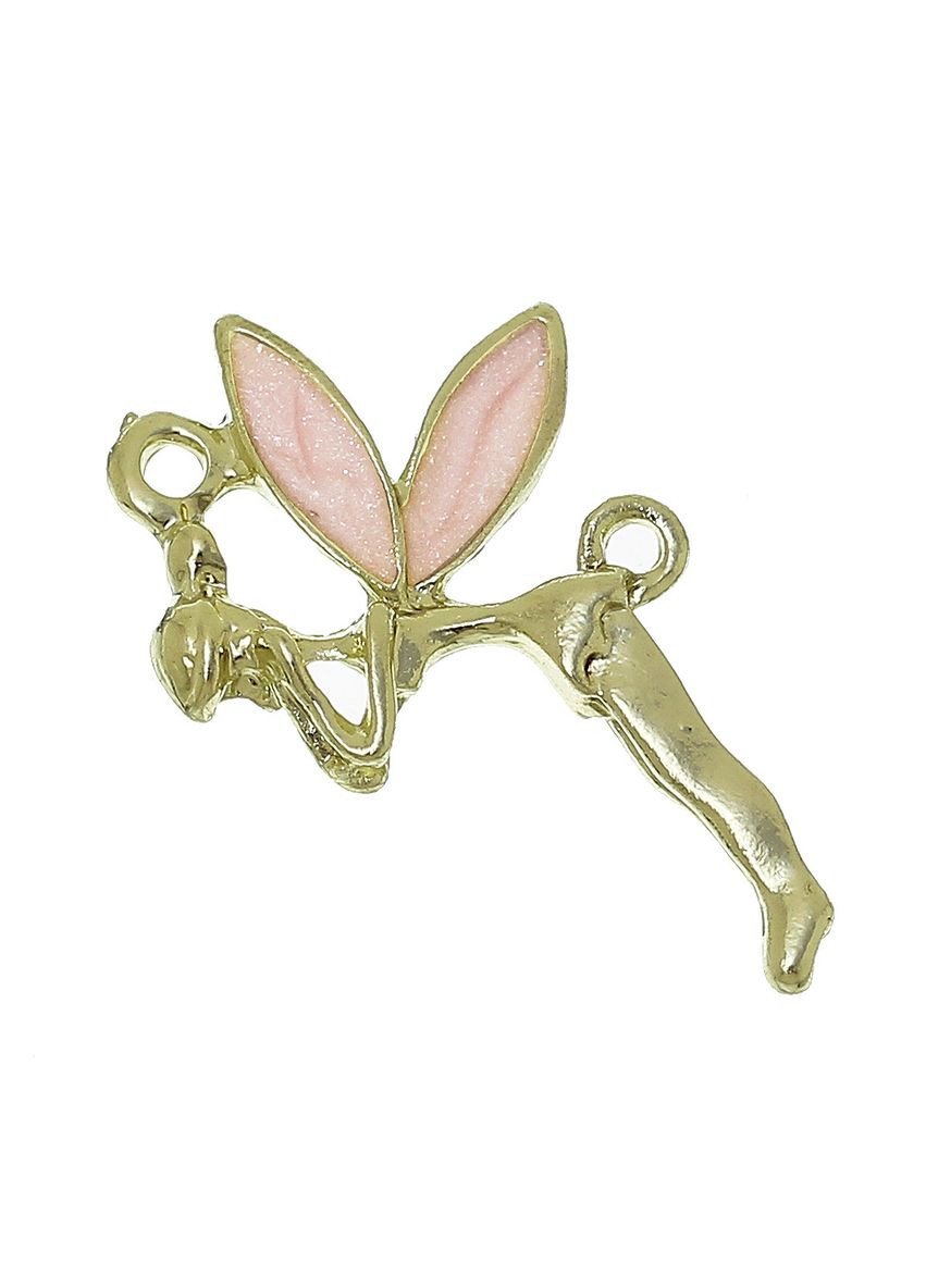 Коннектор Подвеска кулон фе две петли светло-розовая эмаль 24 мм x 16 мм Finding (351898071)