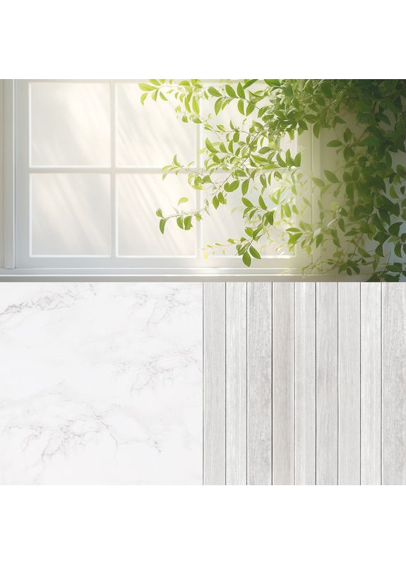 Кутовий вініловий фон 3D для фотозйомки, декоративна стіна, бежева кам’яна й рейкова підлога, 60×60 см, №58450 PhotoVinyl (354378666)