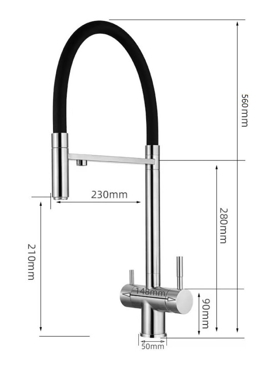 Змішувач з підключенням до фільтрованої води нержавіючий GFВ-56 Nett GFB-56 (352261561)