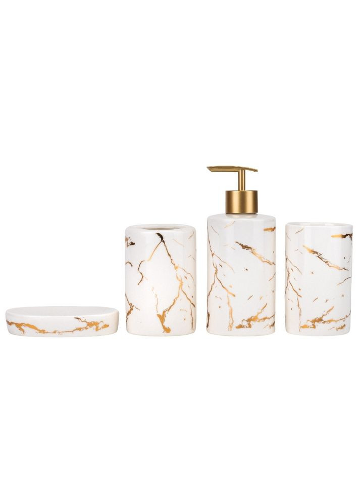 Набор для ванной комнаты 4 предмета керамика 9190-011 с золотом No Brand (346533632)