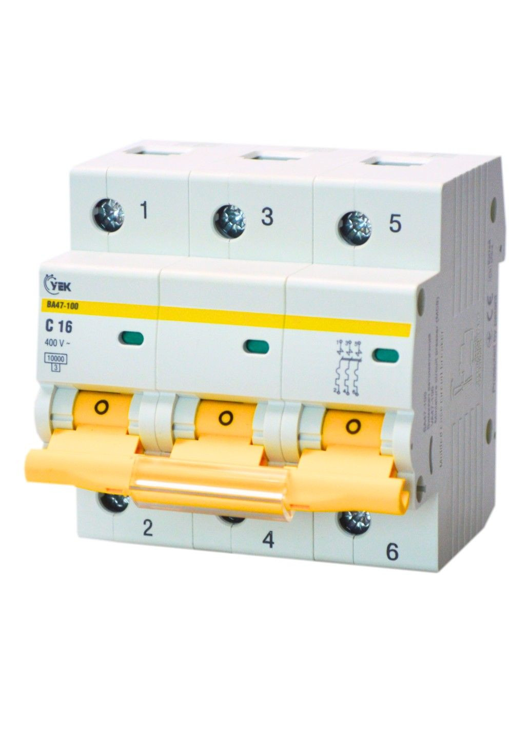 Автоматичний вимикач ВА 47-100 3Р 16А 10 кА х-ка C УЕК Укрелектрокомплект (283324549)