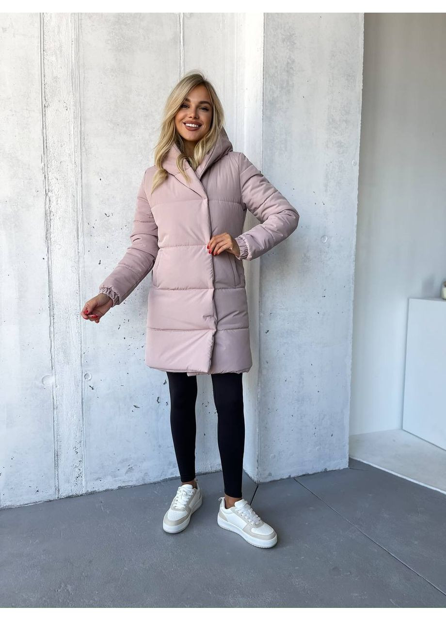 Пудрова зимня ✨жіноча зимова куртка з плащівки на синтепоні заміри в описі✨ куртка-пальто GD/GL Модний простір