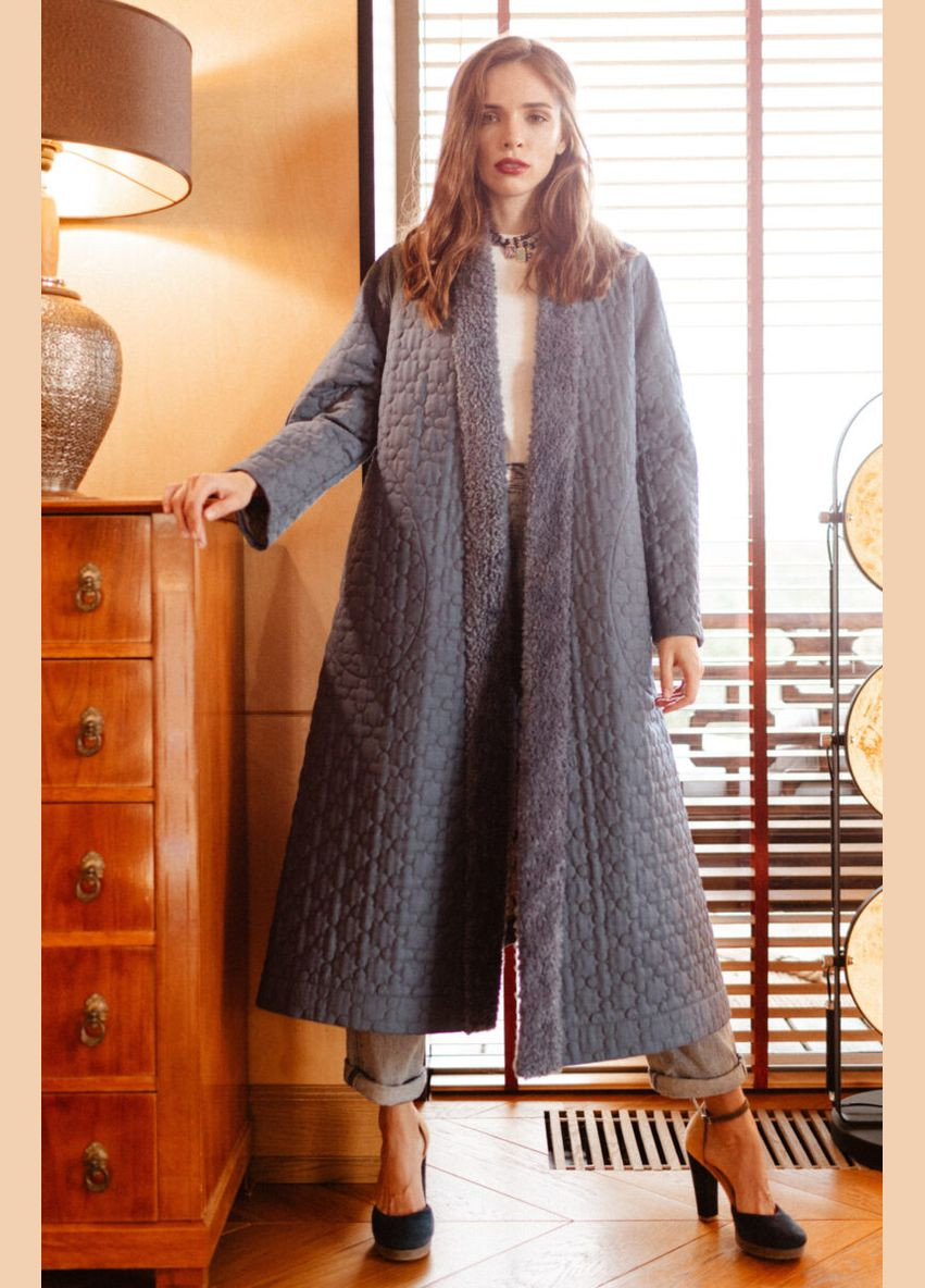 Блакитне демісезонне Пальто-кімоно IRYNA (A/1-23-Kim-2) Victoria Gres