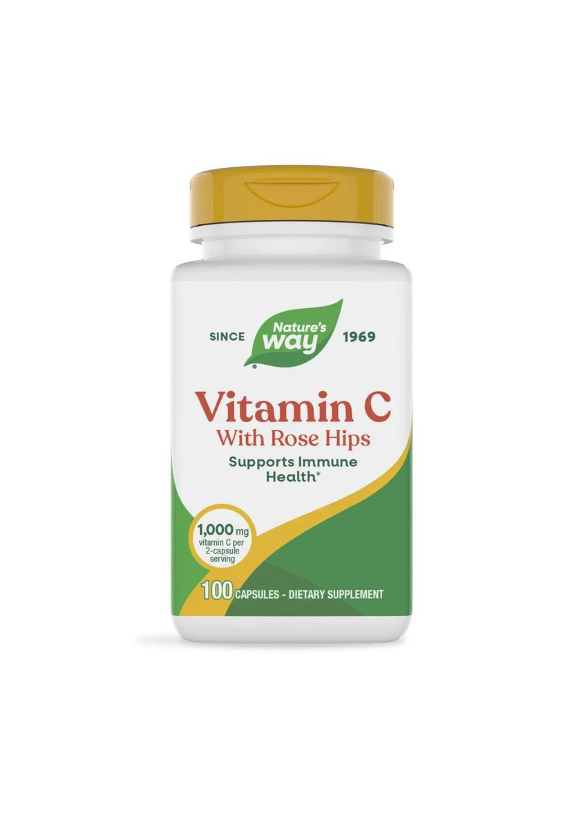 Витамин С аскорбиновая кислота с шиповником Vitamin C With Rose Hips 100 капсул Nature's Way (361118094)