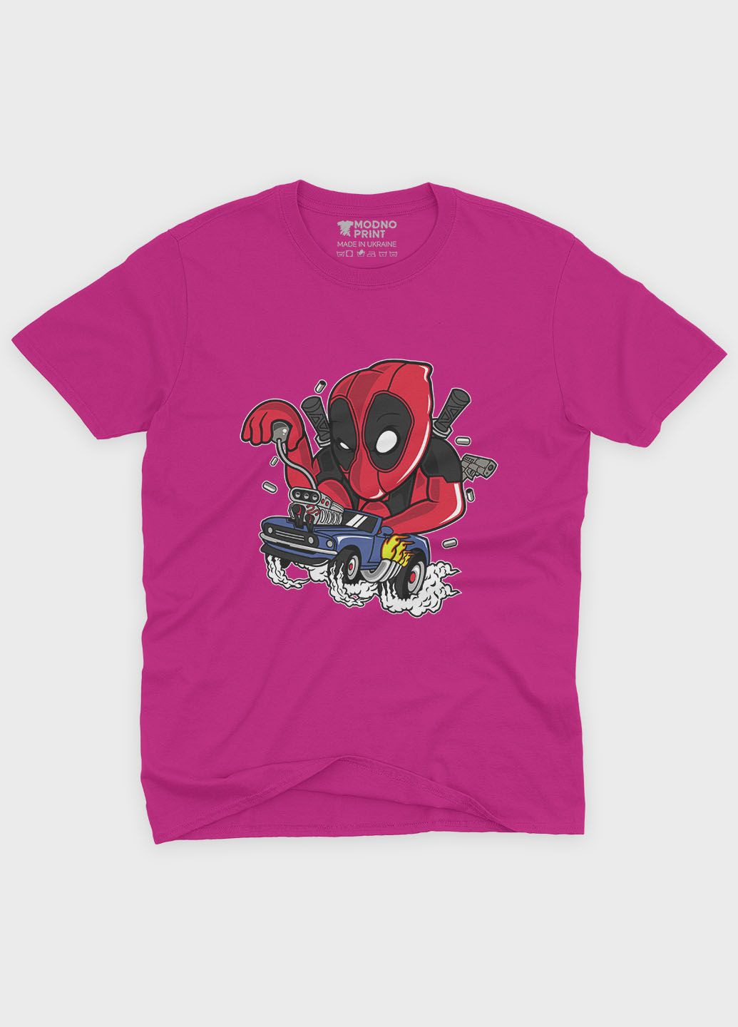 Рожева демісезонна футболка для хлопчика з принтом антигероя - дедпул (ts001-1-fuxj-006-015-016-b) Modno