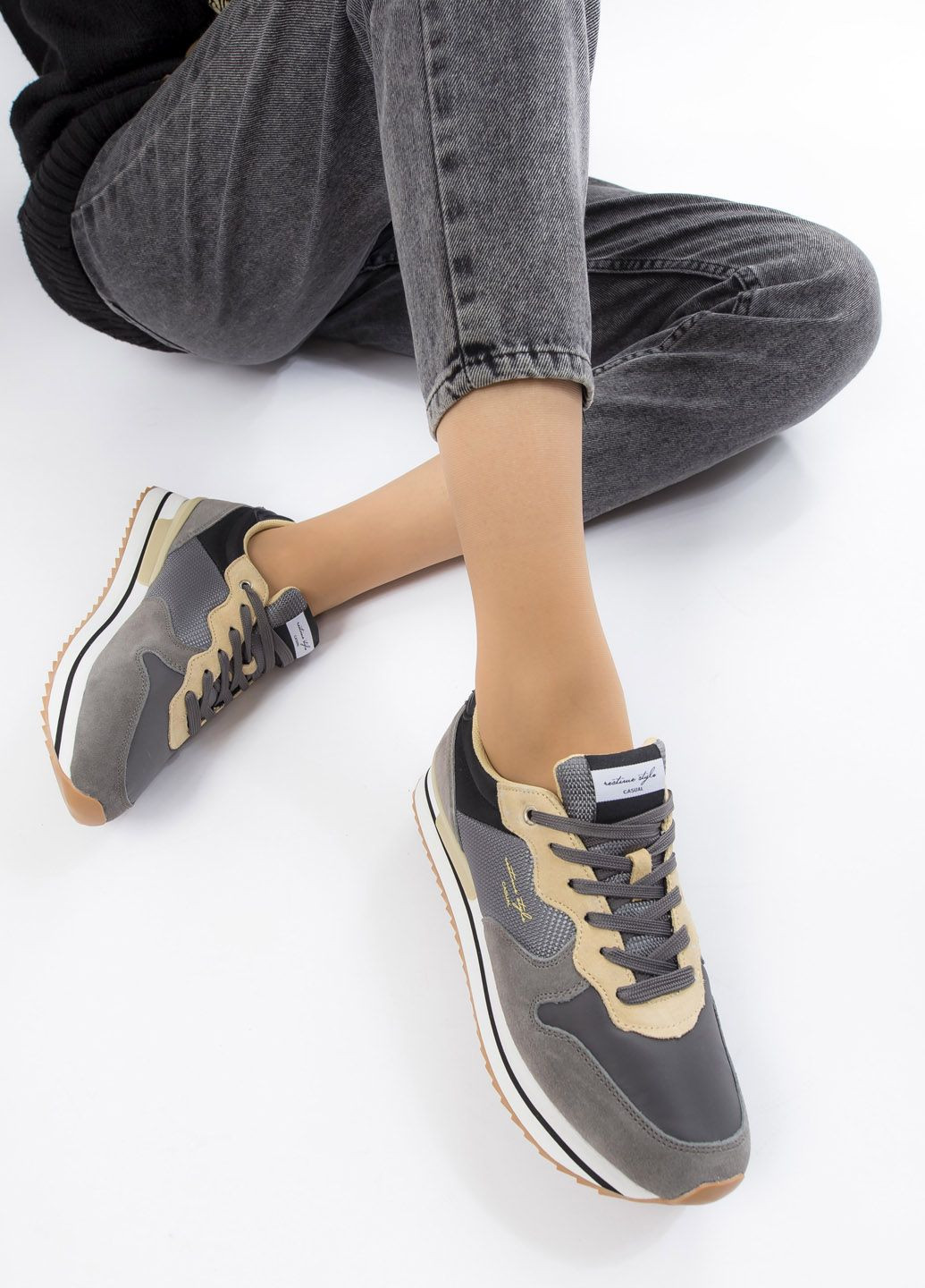 Кроссовки женские Restime серые всесезоны (329787053)