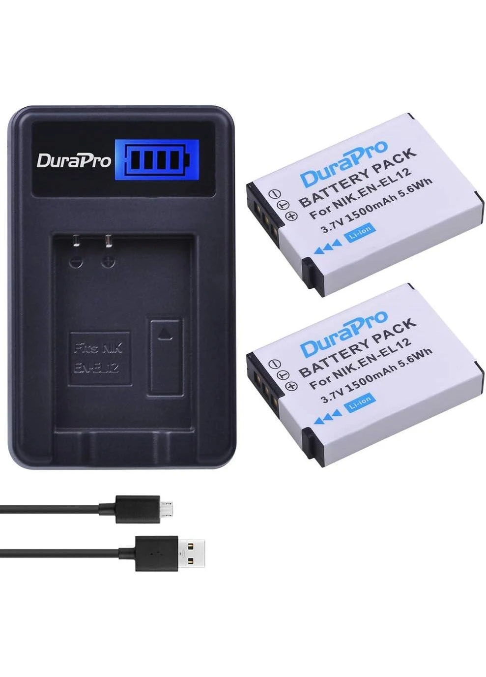 Набір акумуляторів DuraPro EN-EL12 (2 шт.) + LCD USB зарядний пристрій No Brand (389158179)