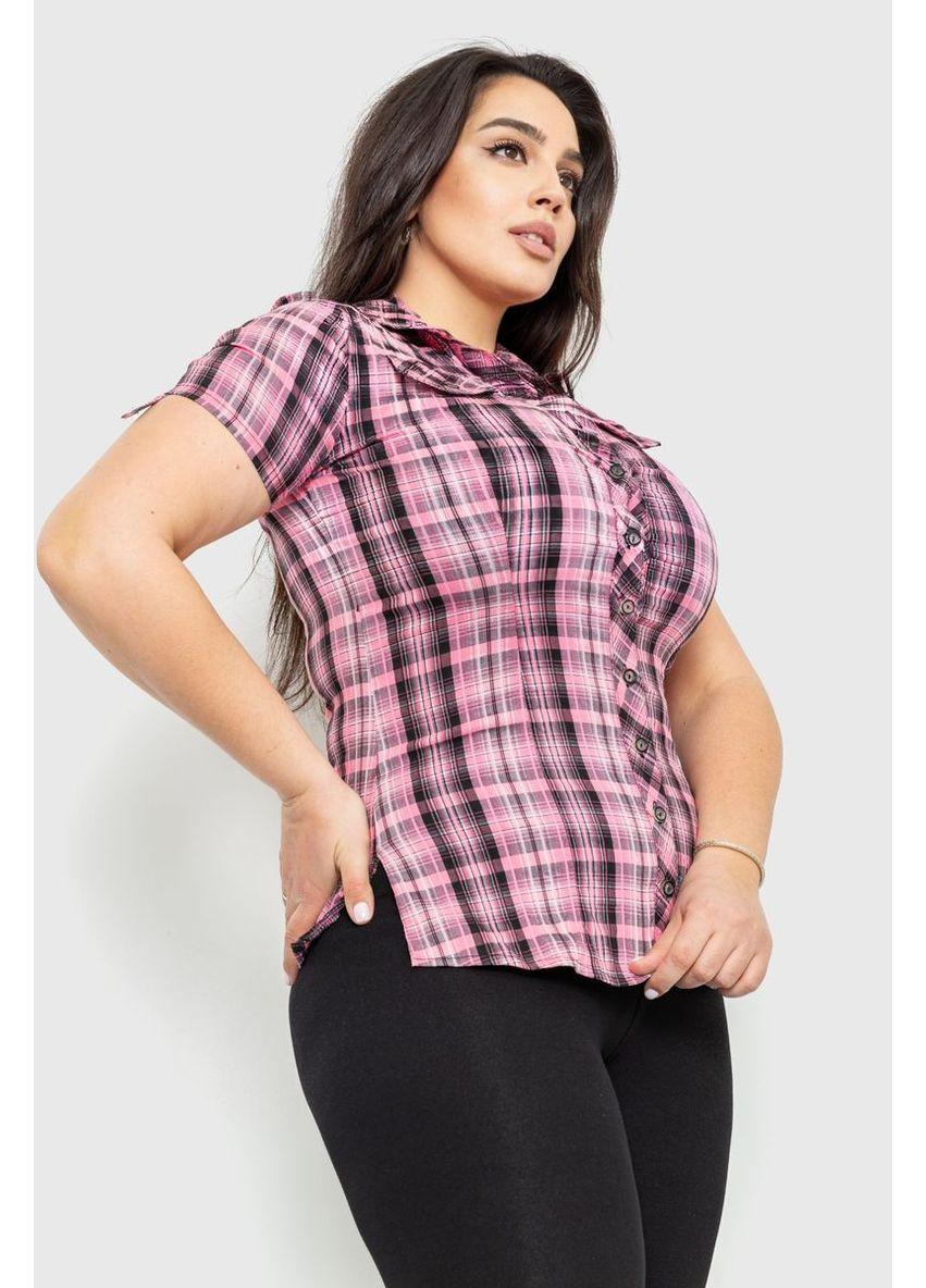 Комбінована сорочка жіноча в клітинку, колір рожево-сірий, 230r065 Ager