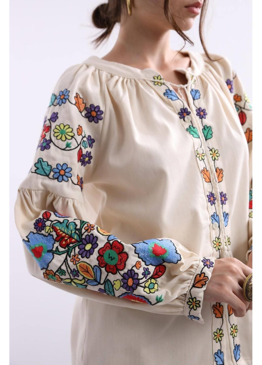Кремова жіноча вишита сорочка "квіти" ESQ (360481456)