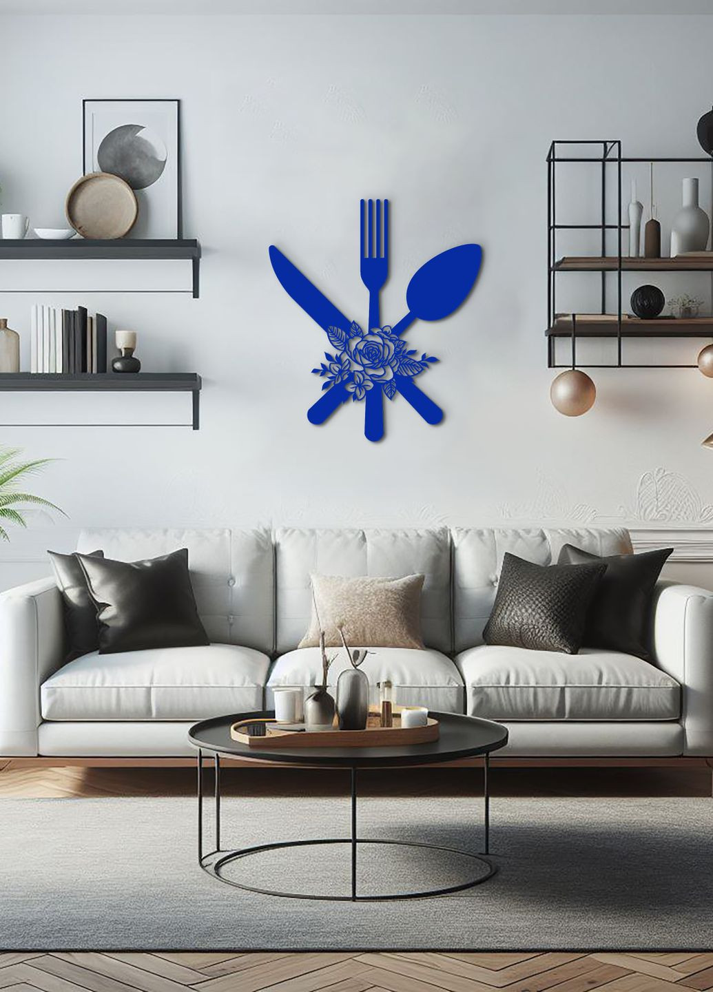 Современная картина на кухню, декоративное панно из дерева "Столовые приборы", стиль лофт 50х60 см Woodyard (291882384)