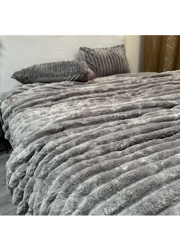 Комплект постельного белья Шарпей, микрофибра, евро размер, пододеяльник на замке, наволочки 50х70 (2 шт.) серого цвета No Brand (362211399)