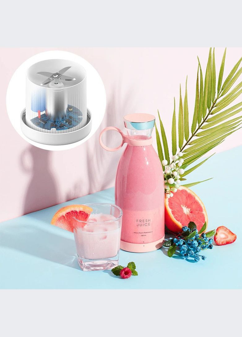 Портативний бездротовий блендер пляшка для смузі BlendrCup A28 (1200 мАг, 350 мл,) SF-214 Рожевий Sofia (264913601)