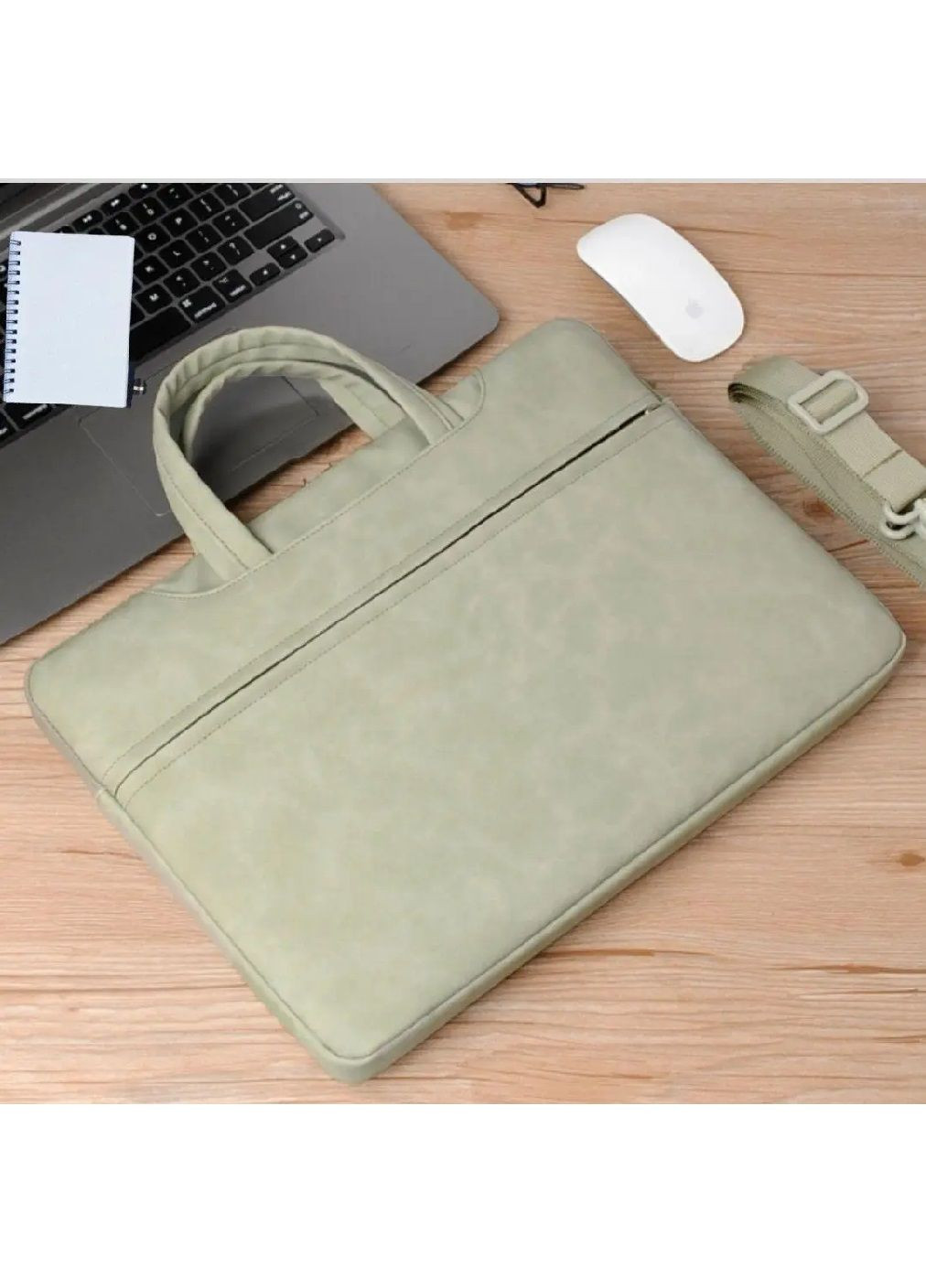 Сумка портфель с ручками ремнем для переноски хранения планшета ноутбука 15" дюймов 39.5х30.5х3 см (477106-Prob) Зеленая Unbranded (294604934)