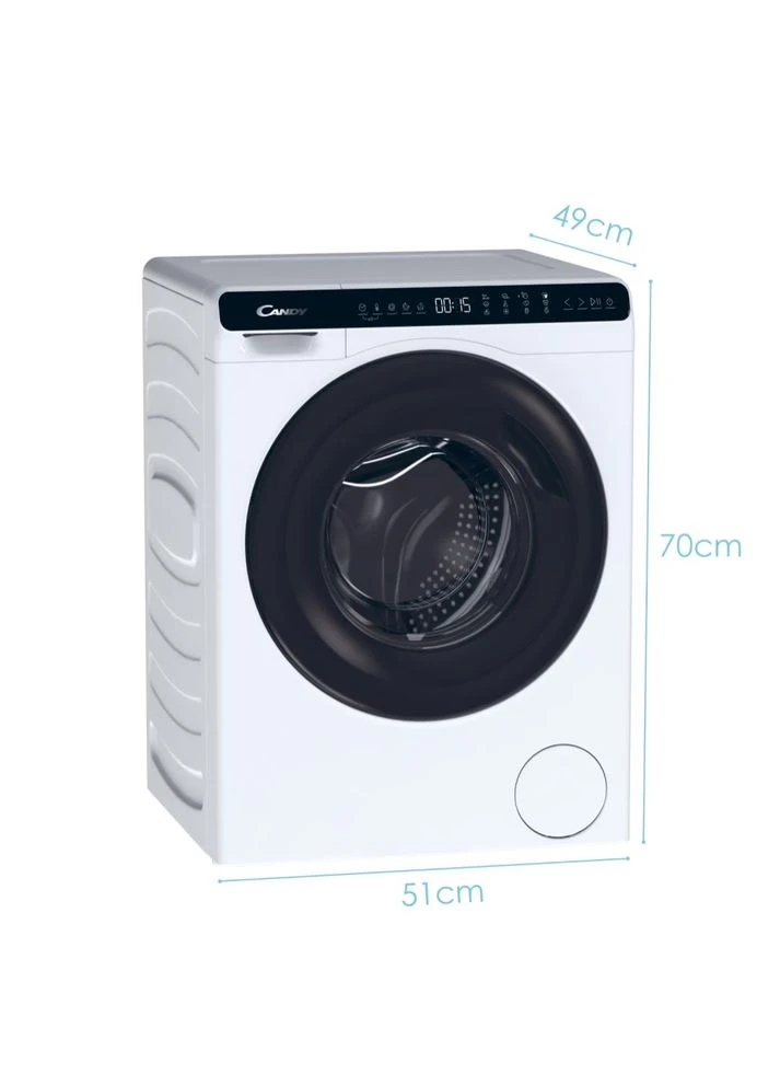 Стиральная машина фронтальная, 5кг, 1200, A+++, 44см, дисплей, инвертор, черный люк, высота 70см, белый Candy (314777216)
