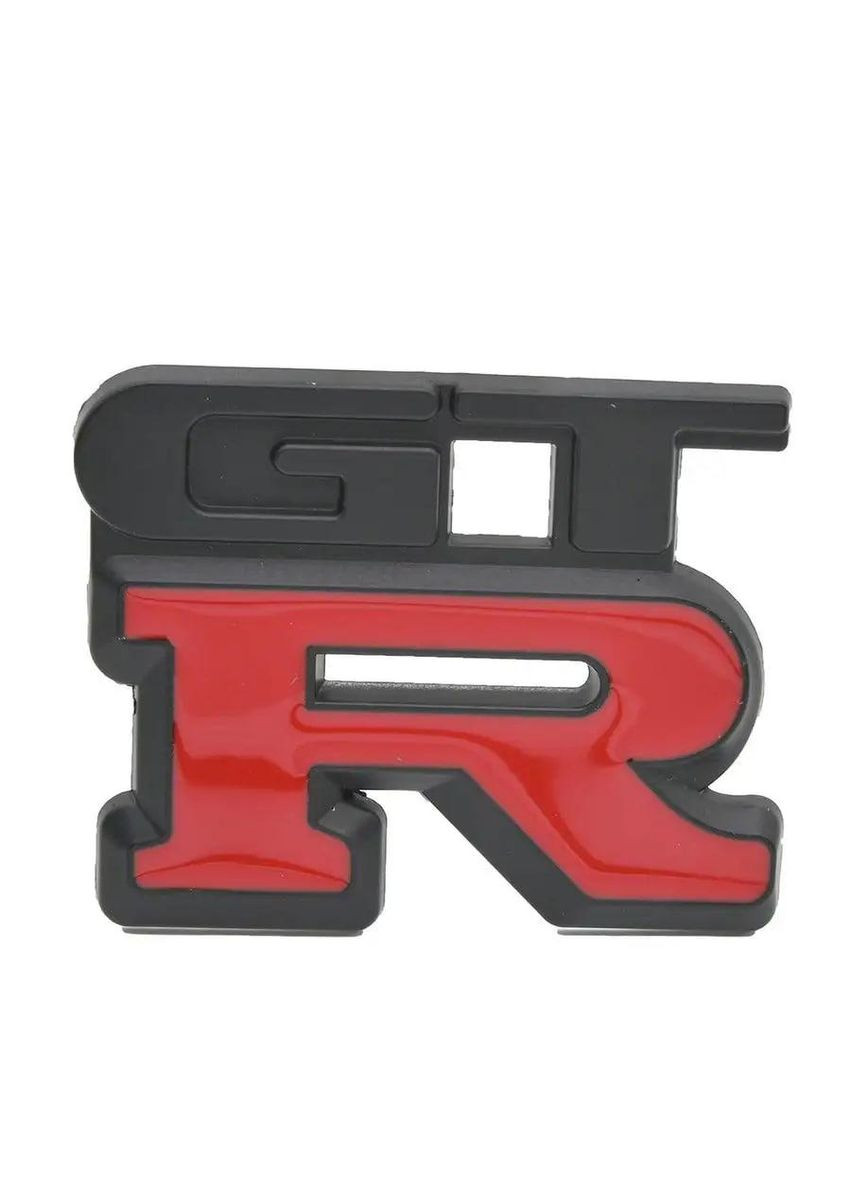 Емблема напис GTR чорна+червоний 63х54мм метал (на скотчі) Nissan (369612010)