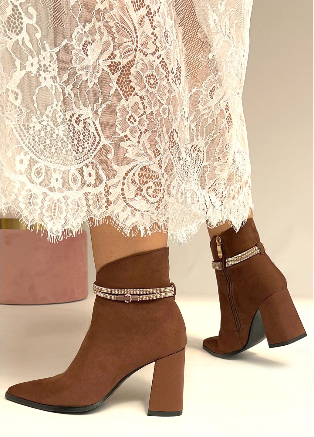 Коричневые демисезонная ботильоны коричневые на каблуках 8см. Fashion