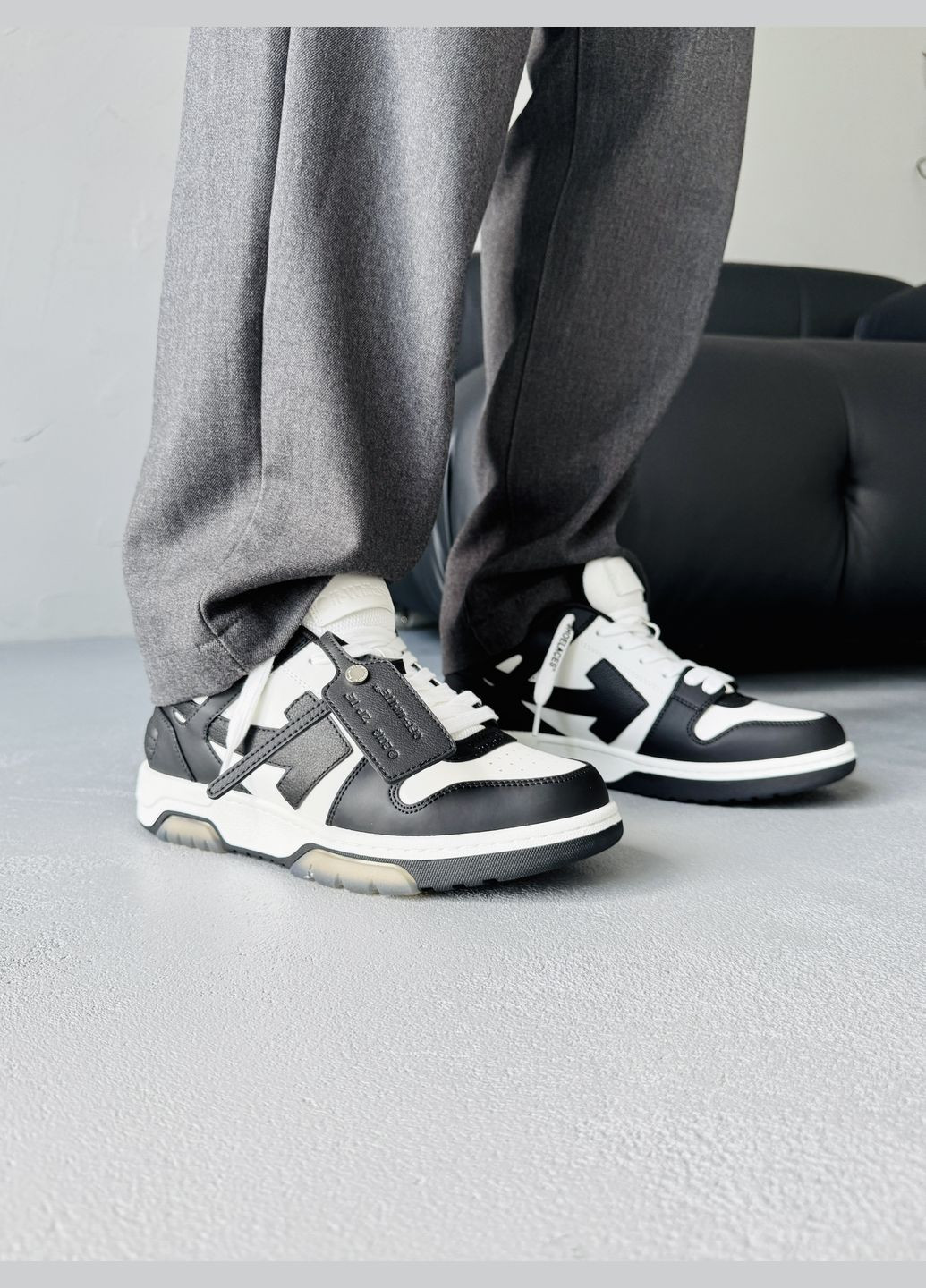 Чорні Осінні кросівки чоловічі і жіночі off-white out of office black white | офф-вайт чорні No Brand